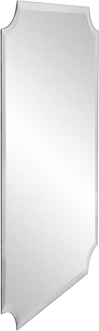 Howard Elliott Frameless Silver Rectangle Wall Hanging Mirror, Elegant Beveled Edges Frameless Wall Hanging Mirror, Modern Accent Decorative Vanity Mirror for Bathroom, Entryway, Bedroom, 24 x 36 inch