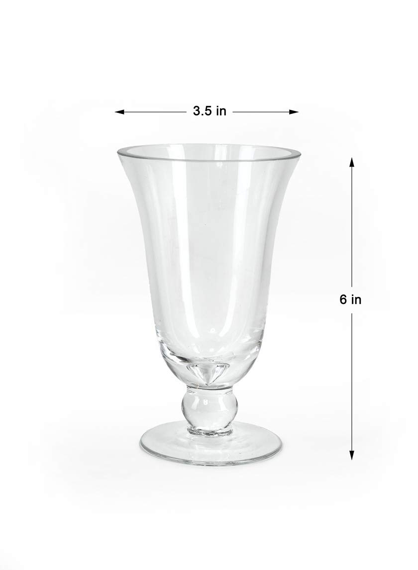 Serene Spaces Living Wazon Glass Urn Vase, Decorative Pedestal Bouquet Vase, Ideal as Floral Centerpieces at Wedding, Event, Party, Measures 6" Tall & 3.5" Diameter
