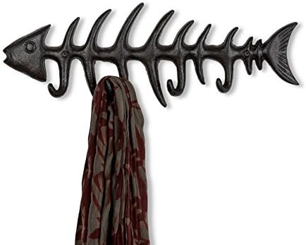 Abbott Collection AB-27-IRONAGE-235 13.5 in. Fish Bone Wall Hook, Dark Brown - Small