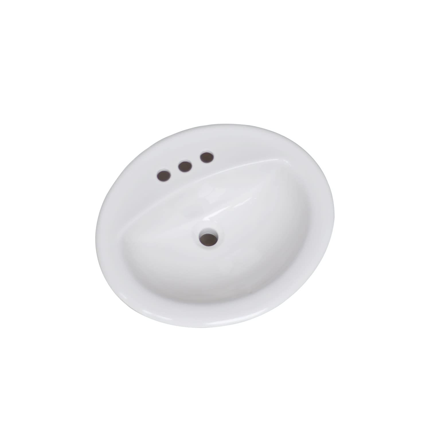 Design House Oval 20" x 17" Single Basin Drop-In Sink, White