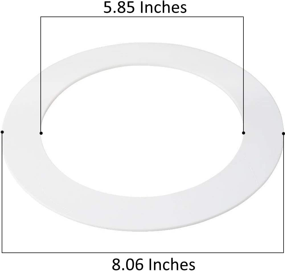 6 Pack Gloss White Goof Trim Ring for 6" Inch Recessed Lighting Trim Can Light Trim for Down Light, Outer Diameter 8 Inches