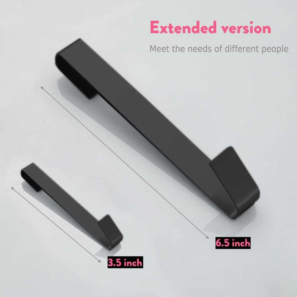 Towel Hook, Over Glass Door Hook for Bathroom, Suit for Frameless Glass Shower Door 0.39" (10 mm) Stainless Steel Matte Black, 3 Pack