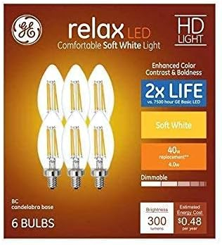 GE Relax 6-Pack 40 W Equivalent Dimmable Soft White B LED Light Fixture Light Bulb