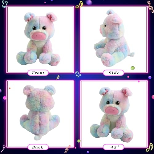 Glow Guards 12'' Light up Rainbow Piggy Stuffed Animal,LED Soft Farm Animal Pig Plush Toy with Night Lights,Ideal Children's Day Birthday Hoilday Gift for Toddler Kids