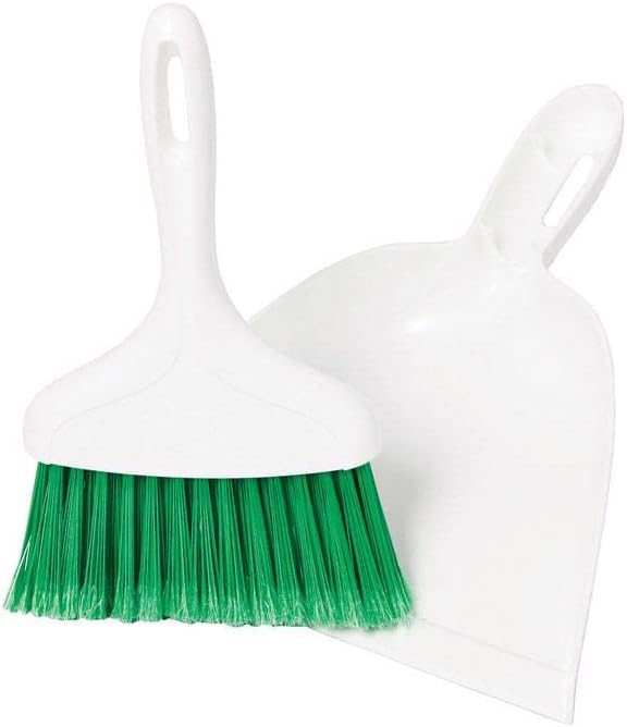 Libman Whisk Broom and Dustpan Set Green White Polypropylene