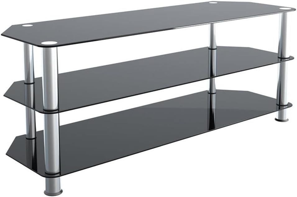 AVF Transitional Steel and Glass TV Stand for up to 60" TVs in Black/Chrome