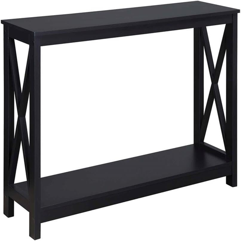Eco-Friendly Oxford Black Console Table with Dual-Tier Storage