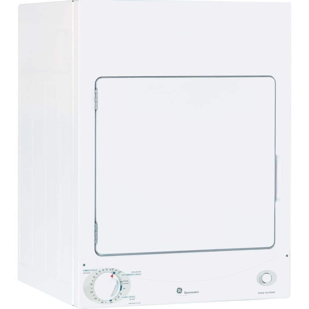 Compact White Stackable Electric Dryer with DuraDrum Interior