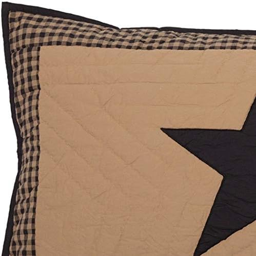 King Size Black and Tan Cotton Sham with Star Design
