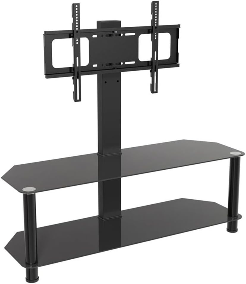 AVF SDC1140BB-a TV Stand for up to 55-inch TVs, Black Safety Glass, Black Metal Legs