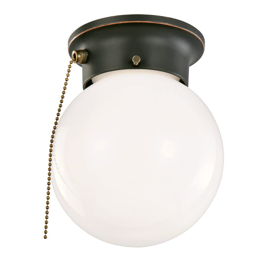 Design House 514521 Millbridge Traditional 1-Light Indoor Flush Mount Ceiling Light Dimmable Alabaster Glass for Bedroom Dining Room Kitchen, Oil Rubbed Bronze