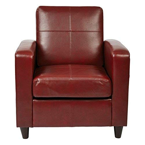 OSP Home Furnishings Venus Club Chair in Crimson Red Bonded Leather and Solid Wood Legs