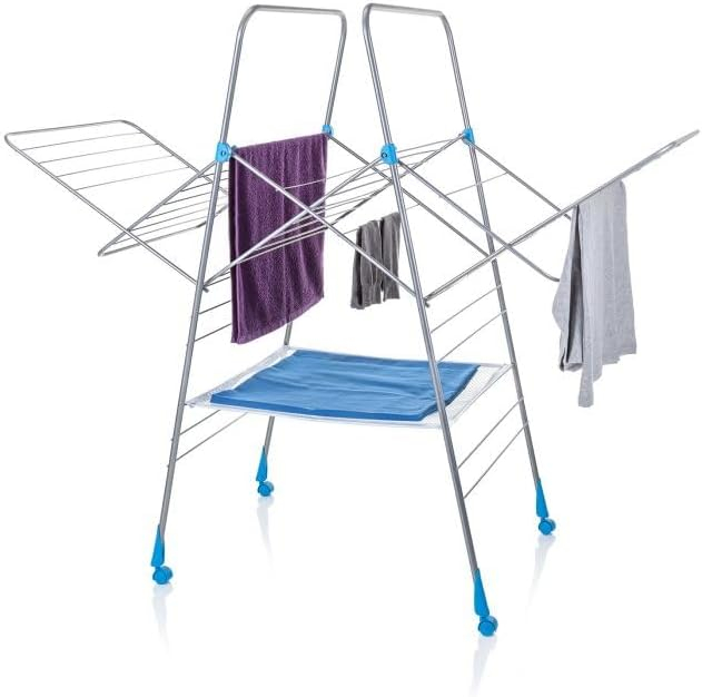 Minky Homecare Multi Dryer - Clothes Drying Rack with 82 Feet of Rack Space – Folding Indoor Laundry Air Dryer (Silver)