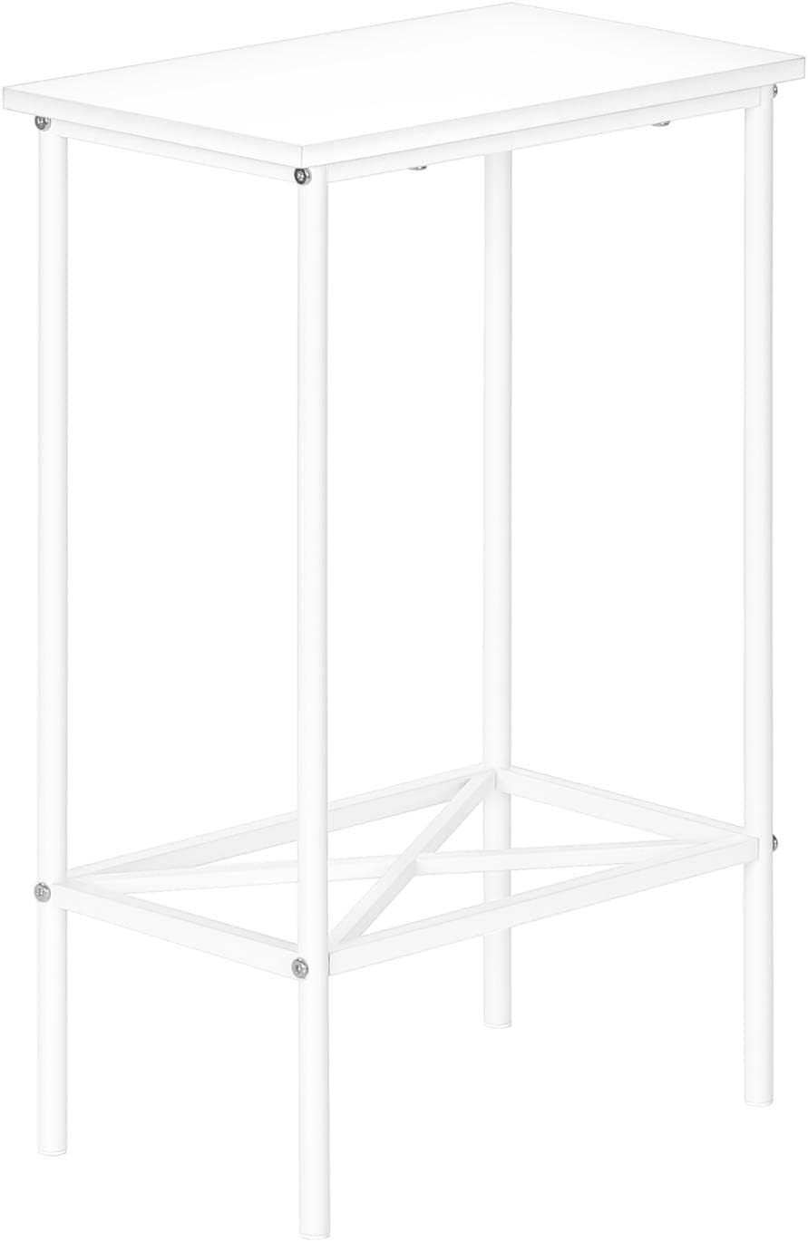 Accent Table - Side - End - Narrow - Small - 2 Tier - Bedroom - White Laminate