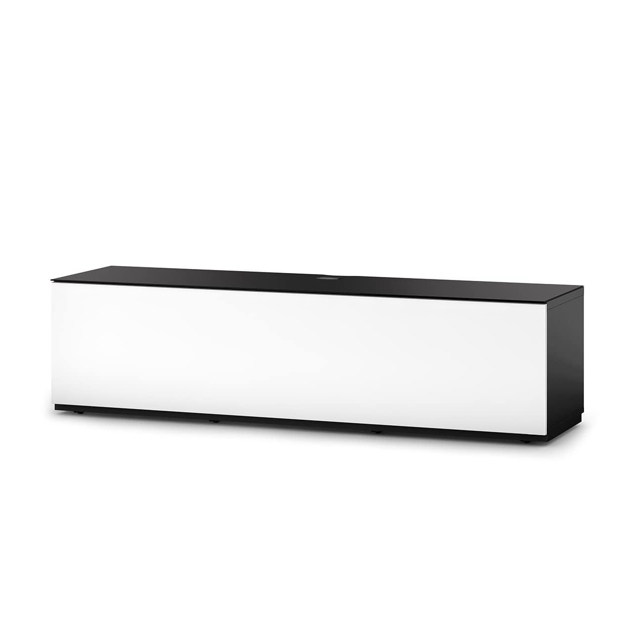 SONOROUS Studio ST-160B Wood and Glass TV Stand with Hidden Wheels for Sizes up to 75" (Modern Design with 6 Shelves for Your Audio/Video Components and Consoles, Comes with I/R Repeater) - Black