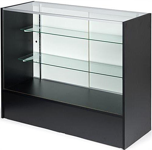 Black Tempered Glass and Engineered Wood Display Case