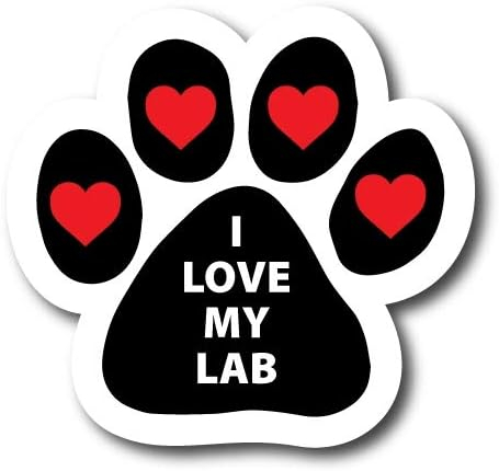 Magnet Me Up I Love My Lab Pawprint Magnet Decal, 5 Inch, Vinyl Automotive Magnet