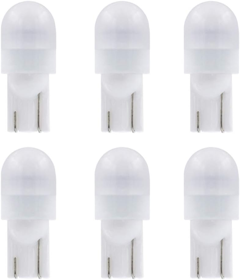 Cheopha T10 T5 Wedge Base LED Bulb 12VDC Landscape Wedge Bulb, 194 168 W5W LED Bulbs for Outdoor Landscape Path Step Deck Lights Cool White 6000k 1W Pack of 6