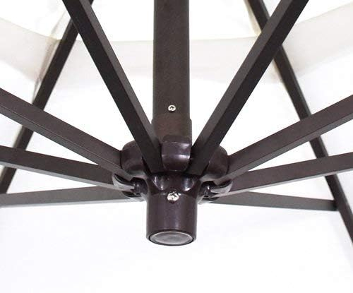 California Umbrella 9-Foot Offset Cantilever Patio Umbrella Infinite Tilt, 360 Rotation, Fade Resistant Solution Dyed Acrylic Fabric with Cross Section Base