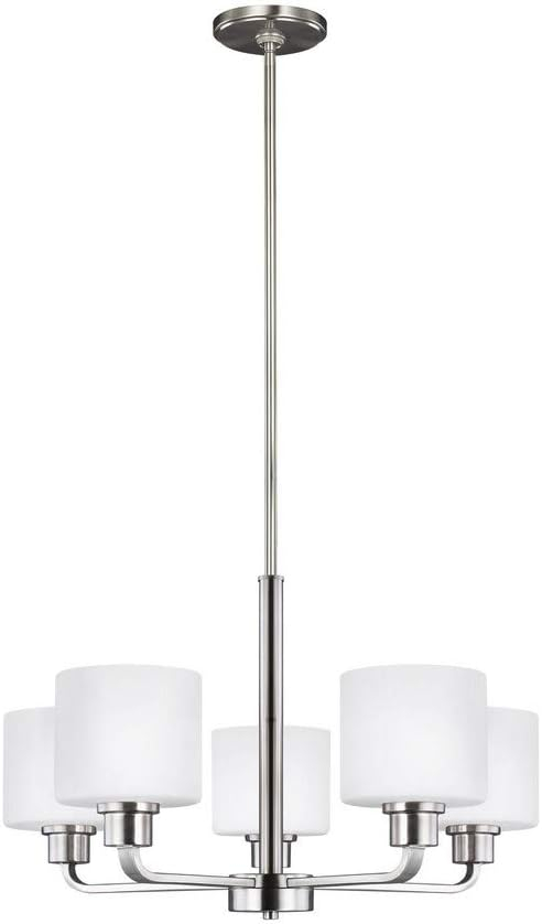 Canfield 5-Light Brushed Nickel Modern Minimalist Hanging Drum Chandelier