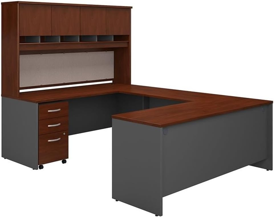 Series C 72"W U-Shaped Desk with Hutch and Storage in Hansen Cherry