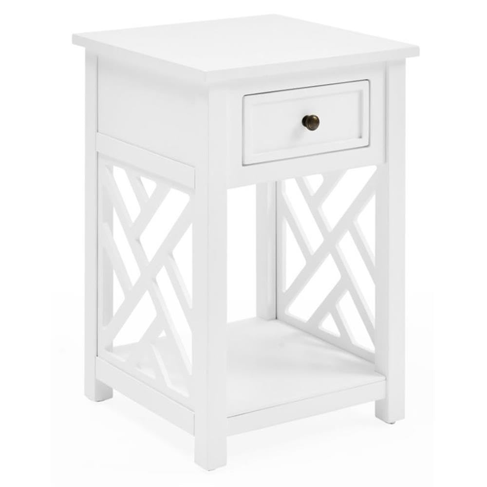 Alaterre Coventry Wood End Table with Drawer and Shelf, White