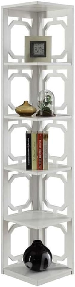 Convenience Concepts Omega 5 Tier Corner Bookcase, Multiple Finishes