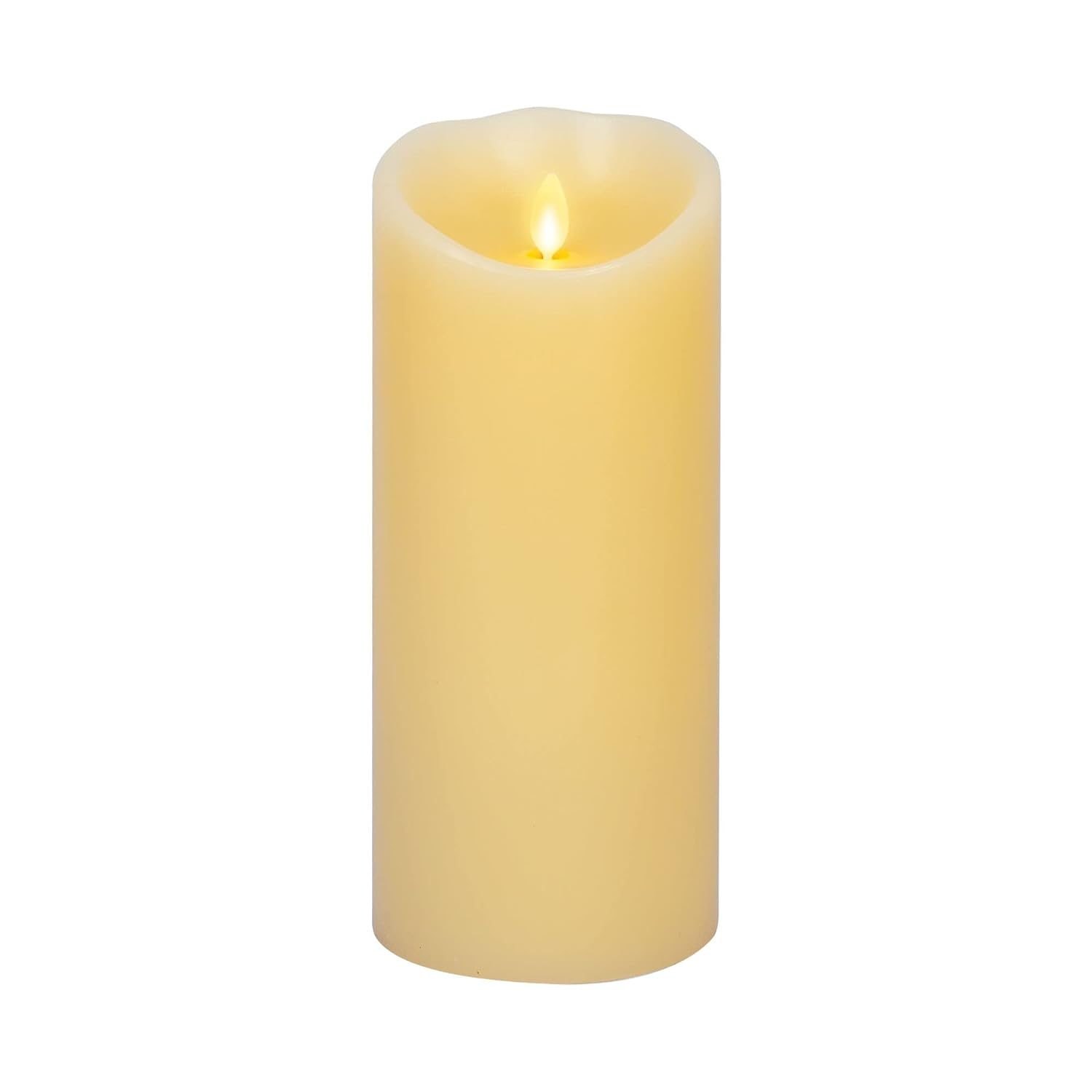 Luminara Realistic Artifical Flame Classic Pillar LED Candle - Moving Flame LED Battery Operated Lights - Unscented - Remote Ready - Ivory - 4" x 9"