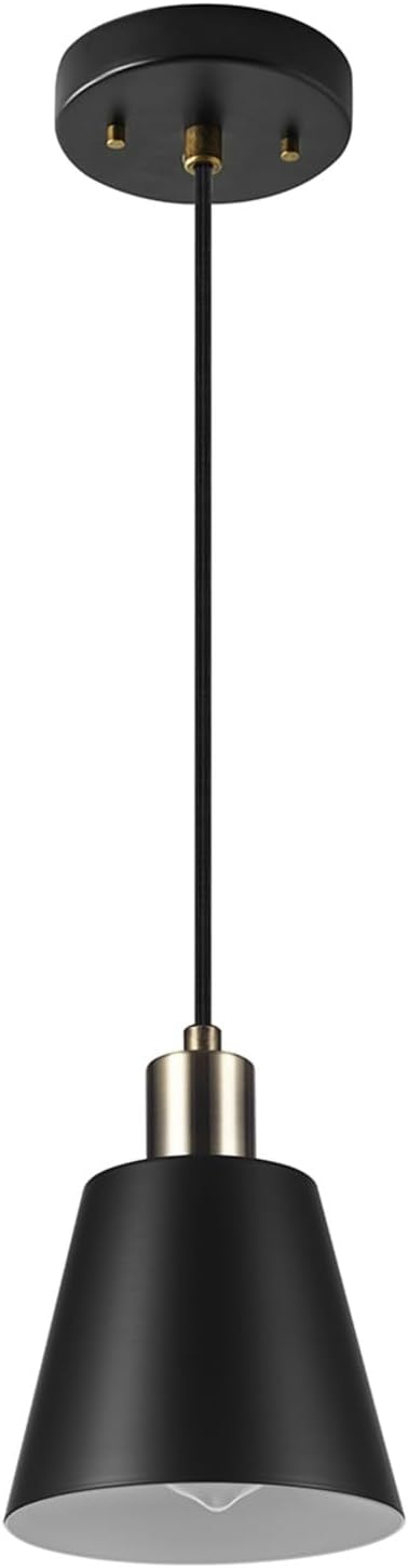 GLOBE Electric Harvey 1-Light Pendant Lighting, Matte Black, Black Fabric Cord, Bulb Not Included
