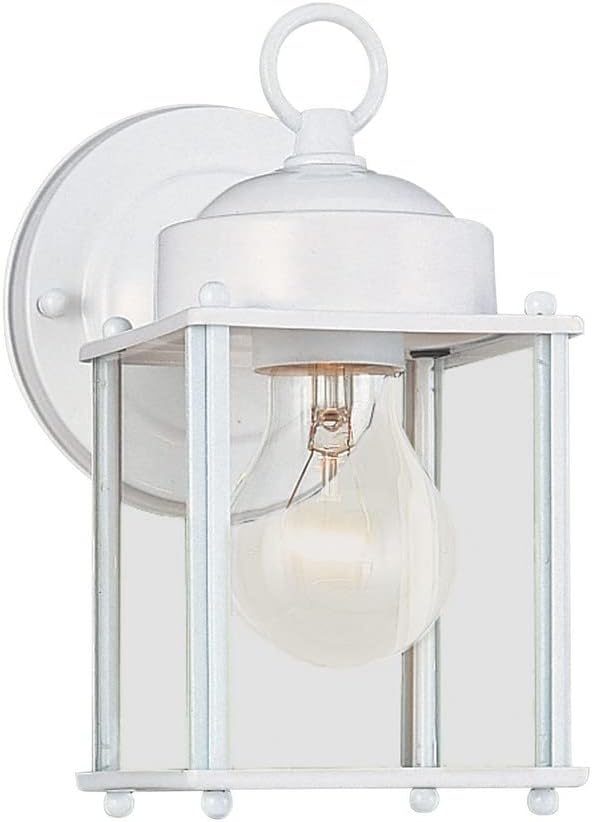 New Castle 1-Light White Outdoor 8.25 in. Wall Lantern Sconce