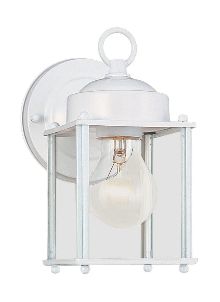 New Castle 1-Light White Outdoor 8.25 in. Wall Lantern Sconce