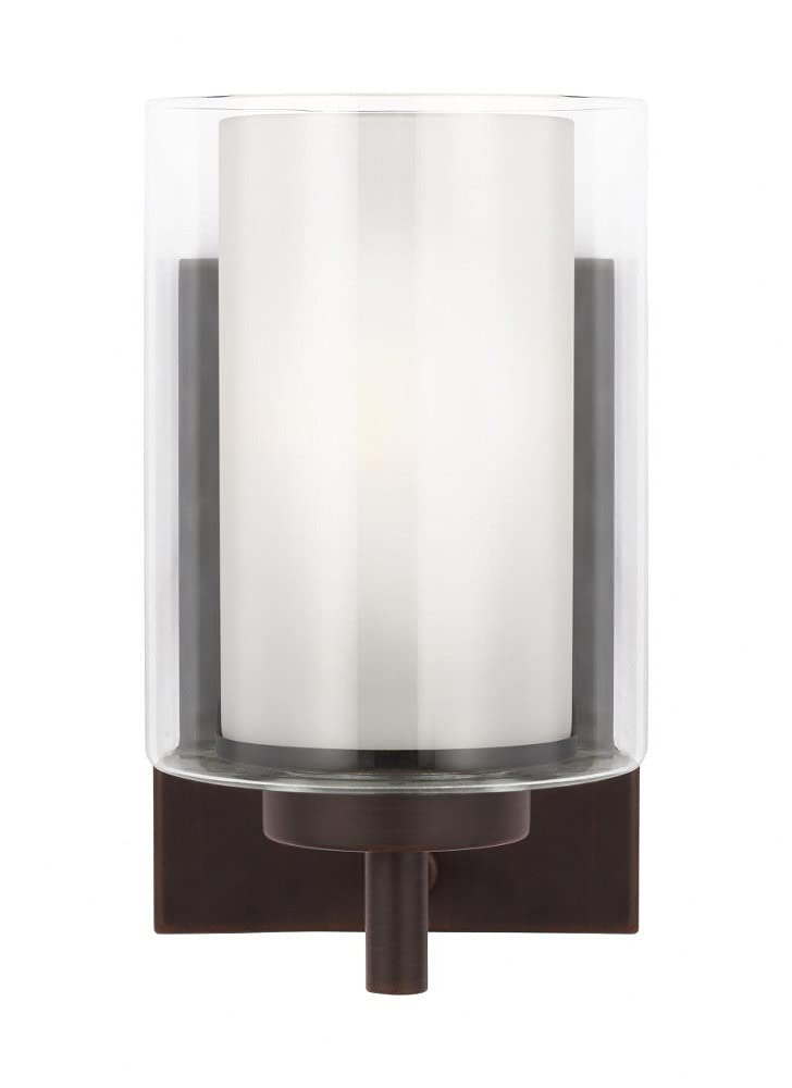 Elmwood Park Bronze Dimmable Vanity Wall Sconce with Clear Glass