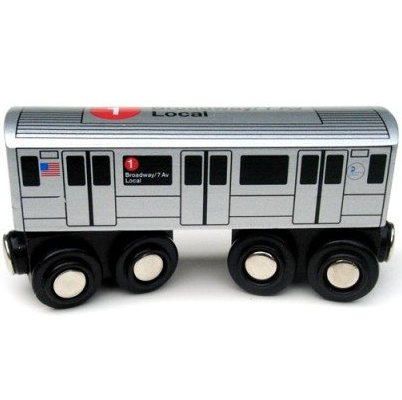 MUNI PALS Munipals New York City Subway Wooden Railway (A Division/IRT) 7 Train/Flushing Express–Child Safe and Tested Wood Toy Train