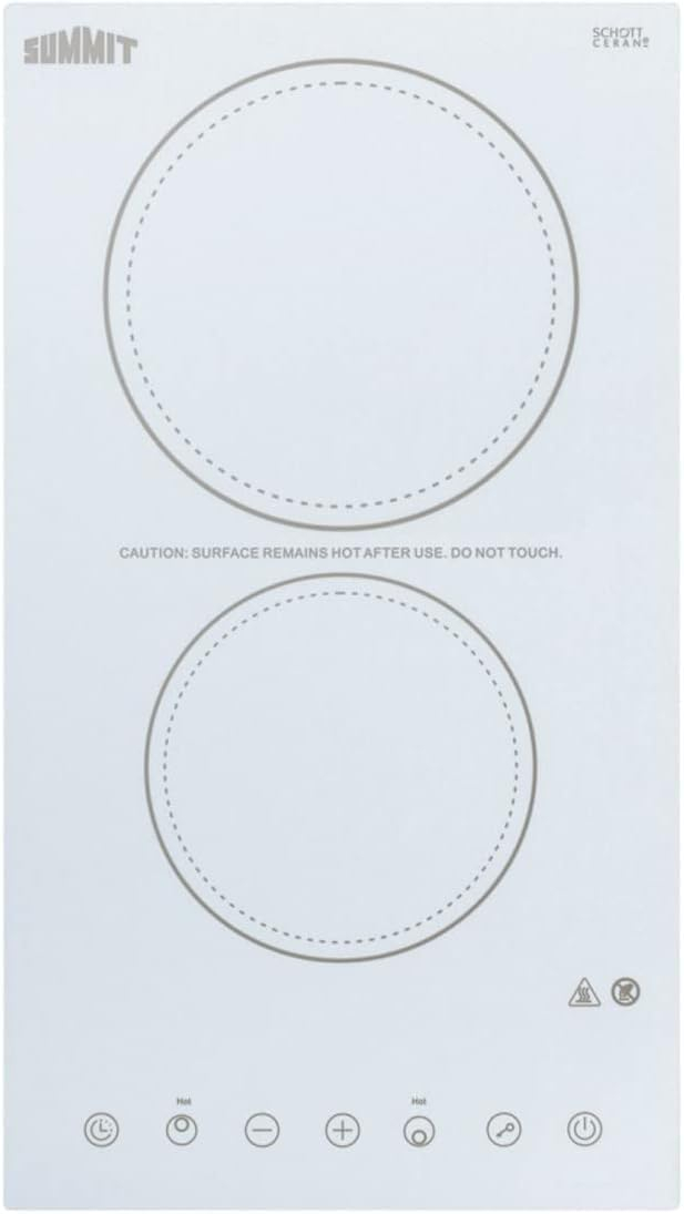 White Ceramic Glass 2 Burner Electric Cooktop with Touch Control