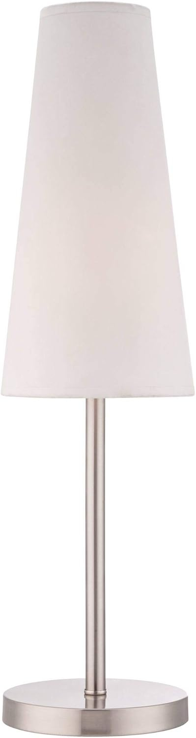 360 Lighting Snippet Modern Table Lamp 26" High Brushed Nickel White Cone Shade for Bedroom Living Room Bedside Nightstand Office Kids Family House