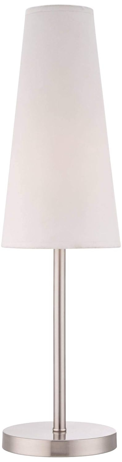 360 Lighting Snippet Modern Table Lamp 26" High Brushed Nickel White Cone Shade for Bedroom Living Room Bedside Nightstand Office Kids Family House