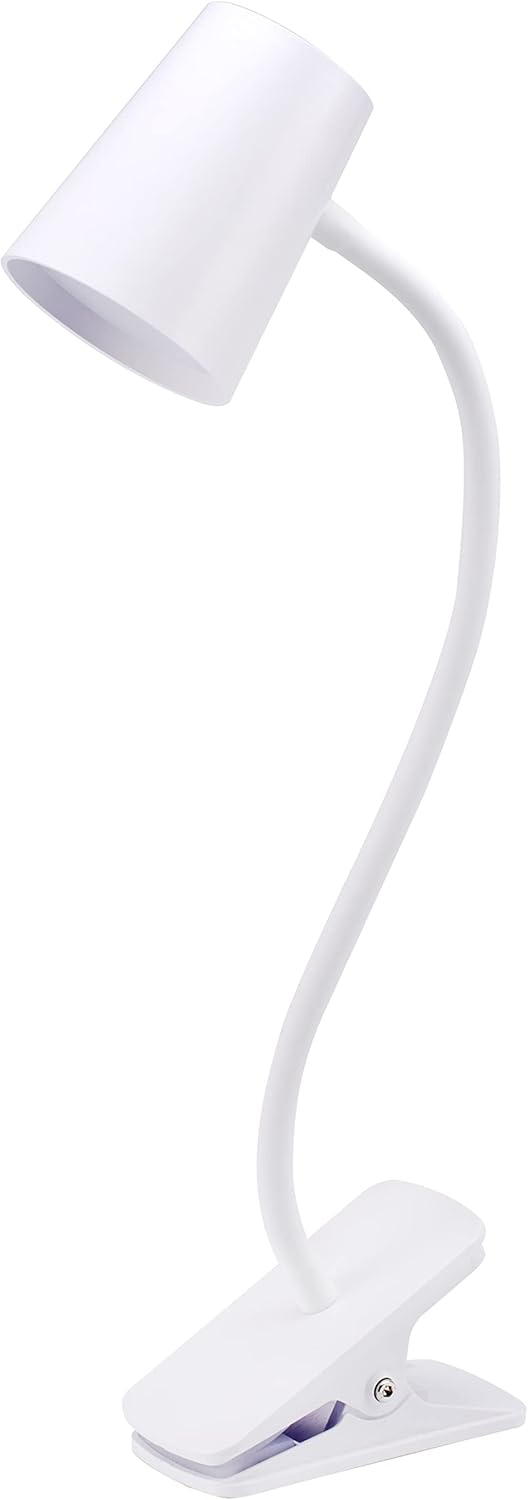 Adjustable LED Clamp Light, 7.48 in. White, Indoor, Desk Lamp