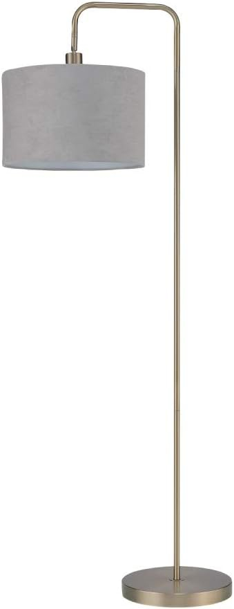 Globe Electric Barden 58" Brass Floor Lamp with Light Gray Velvet Shade, 67398