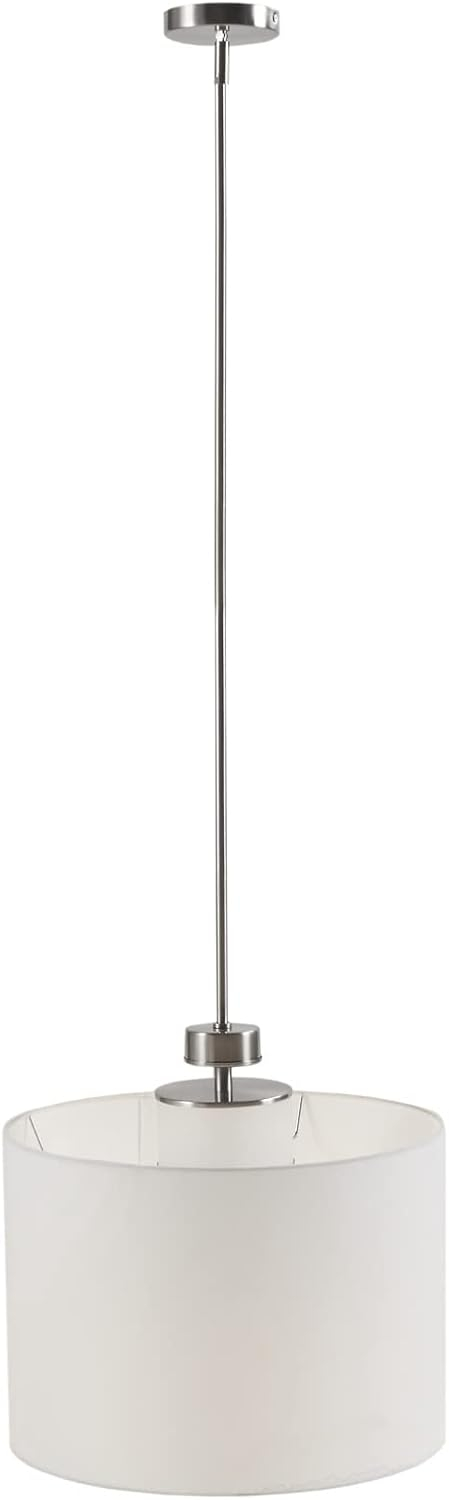 Urban Sophisticate White Linen & Glass LED Drum Pendant