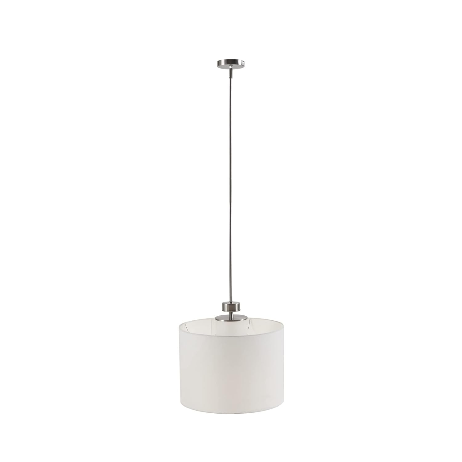 Urban Sophisticate White Linen & Glass LED Drum Pendant