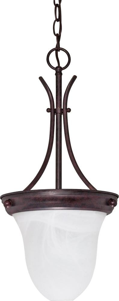 Old Bronze 1-Light Pendant with Marbled Glass Shade