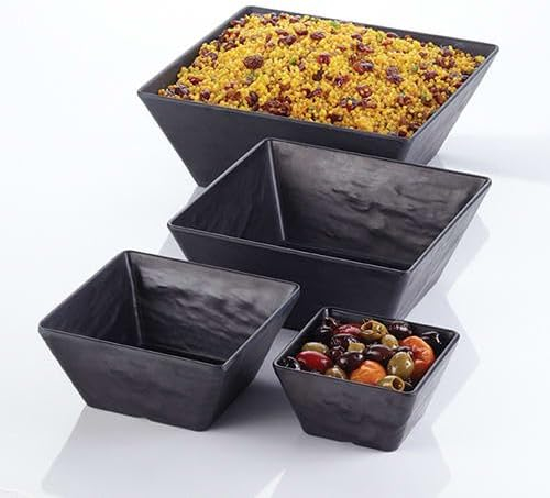 Black Ceramic Square Serving Bowl, 5 Inch