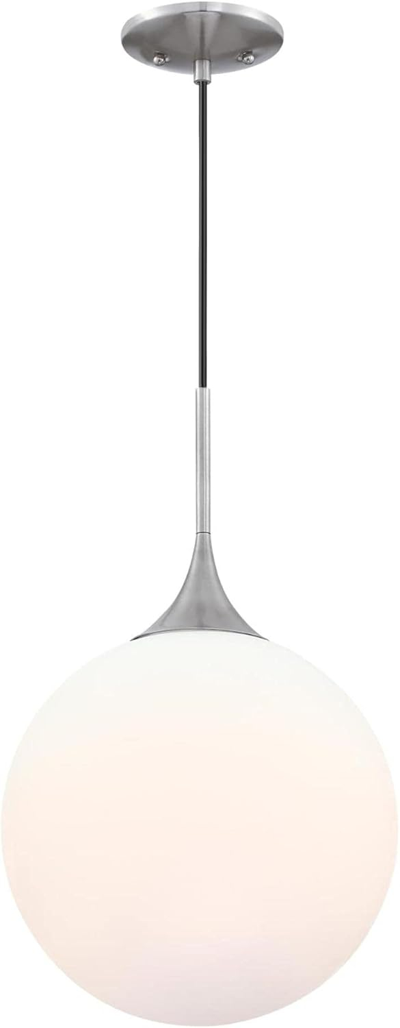 Brushed Nickel LED Pendant Light with Frosted Glass Globe