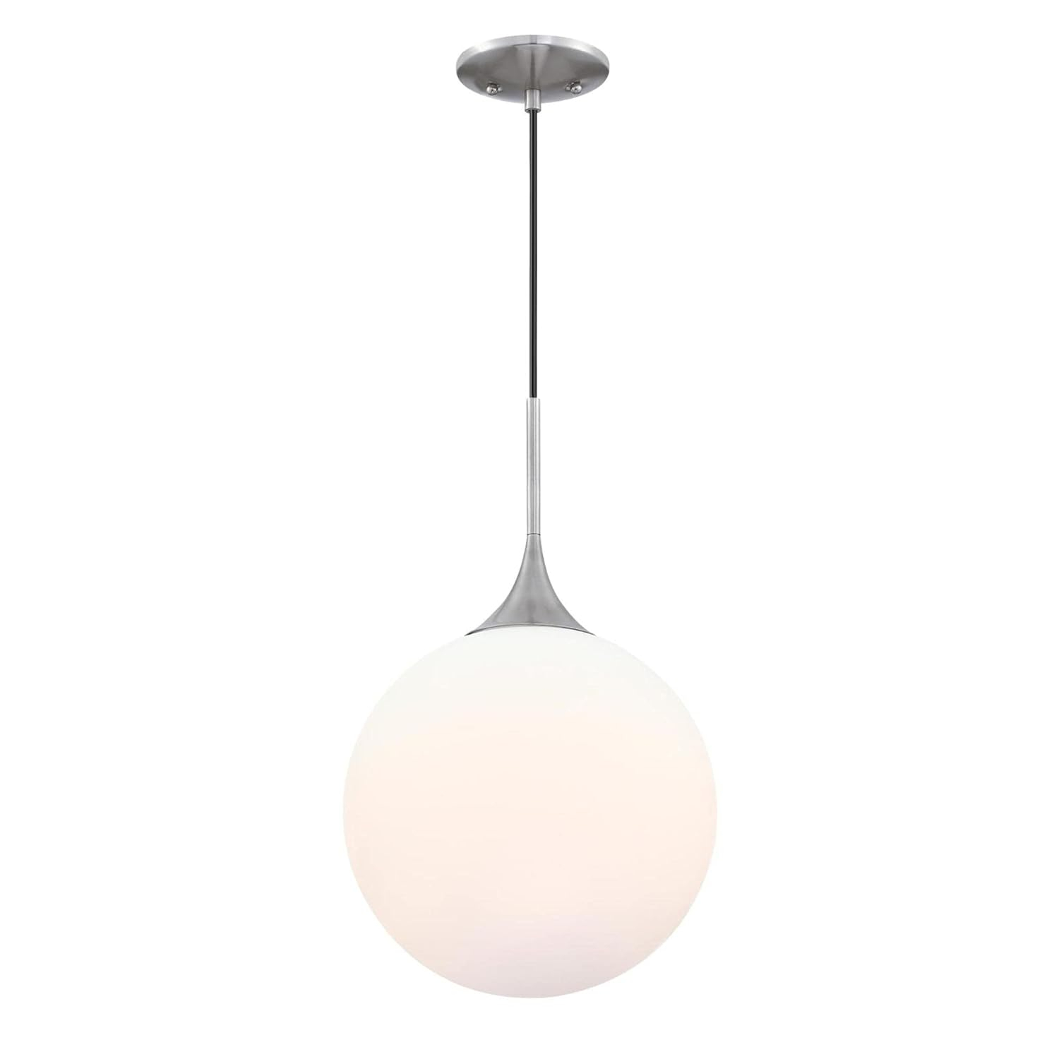 Brushed Nickel LED Pendant Light with Frosted Glass Globe