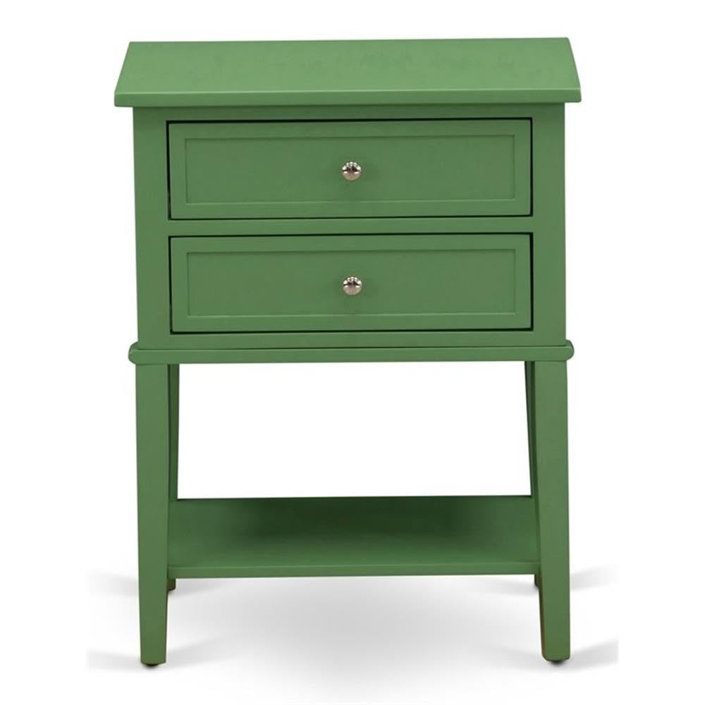 East West Furniture  Valencia Modern Wooden Nightstand with 2 Mid Century Wooden Drawers - Clover Green