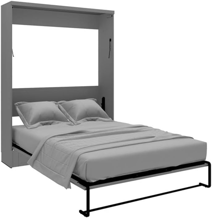 RoomAndLoft Modern Solid Wood Queen Murphy Wall Bed Gray