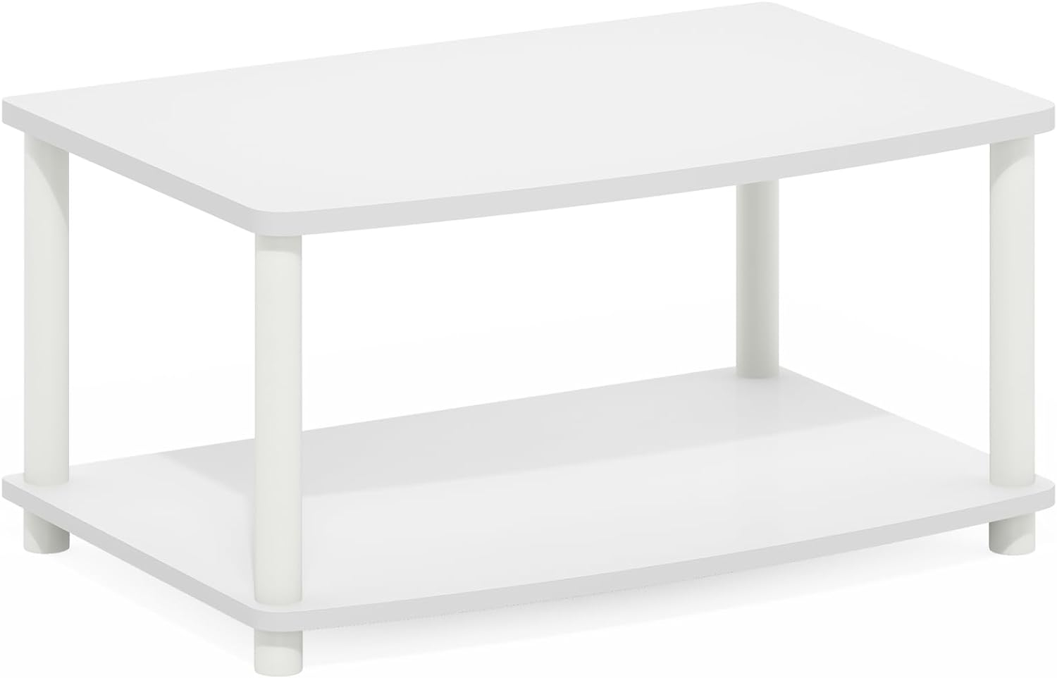 Furinno Turn-N-Tube No Tools 2-Tier Elevated TV Stands, White/White
