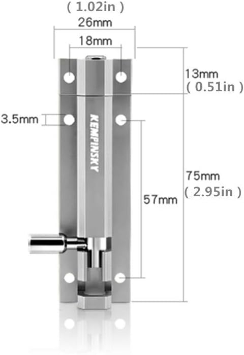 2PCS Door Security Slide Latch Lock Barrel Bolt with Solid Aluminium Alloy to Keep You Safe and Private, Door Latch Sliding Lock(2.95in)