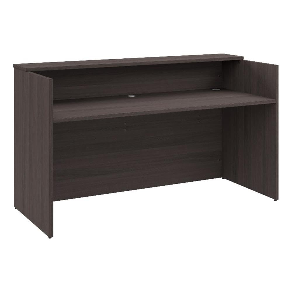 Bush Business Furniture Arrive 72W x 30D Reception Desk with Shelf in Storm Gray, Modern Receptionist Station for Office Waiting Room