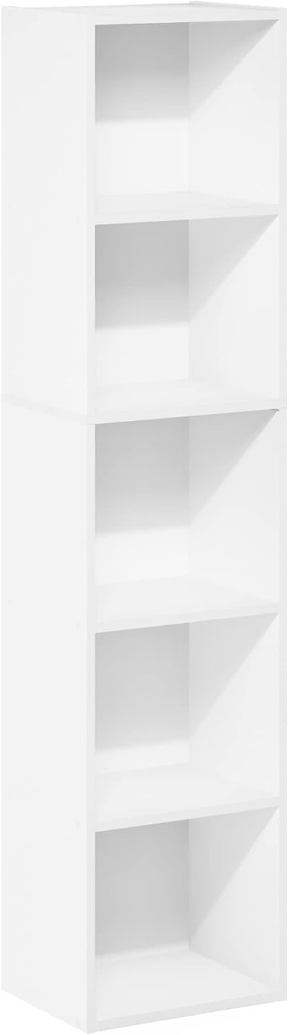 Furinno Pasir 5-Tier Open Shelf Bookcase, White